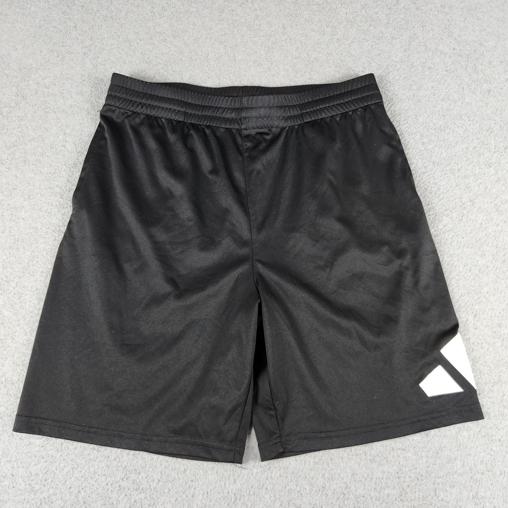 Adidas Athletic Shorts Mens L Black Sporty Oversized Gym Workout Elastic Waist
